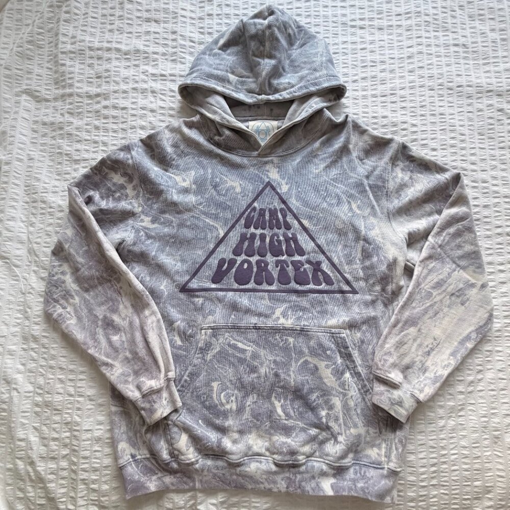 Camp High Oversized Vortex Hoodie in grape marble tie dye
